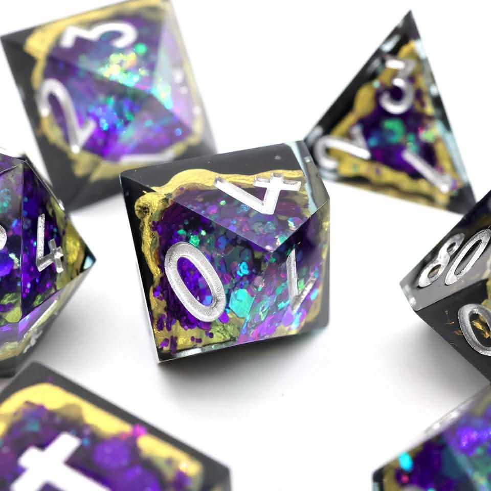 Royal Nebula | Sharp Edge Dice | Resin | 7 Piece Set