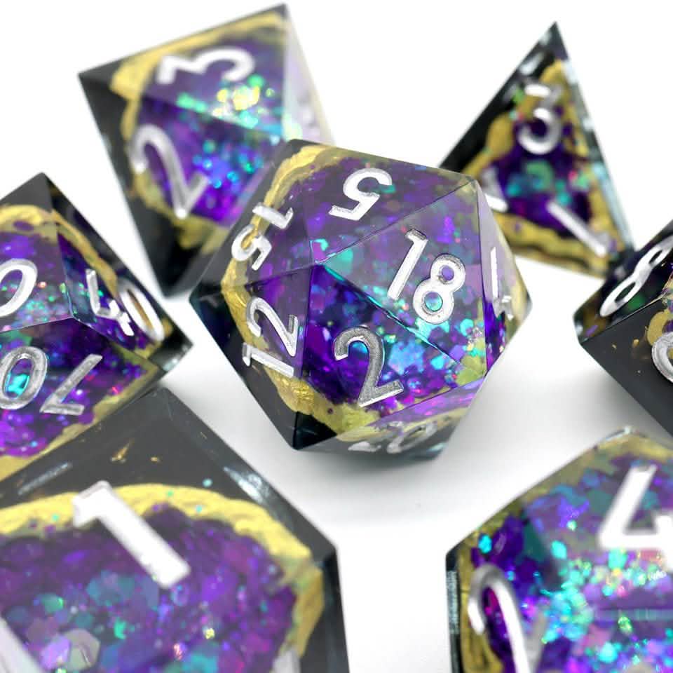Royal Nebula | Sharp Edge Dice | Resin | 7 Piece Set