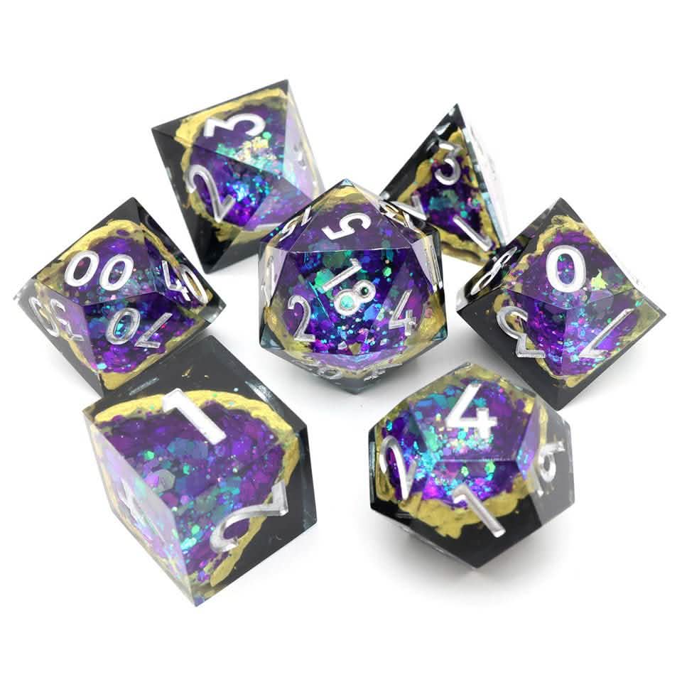 Royal Nebula | Sharp Edge Dice | Resin | 7 Piece Set