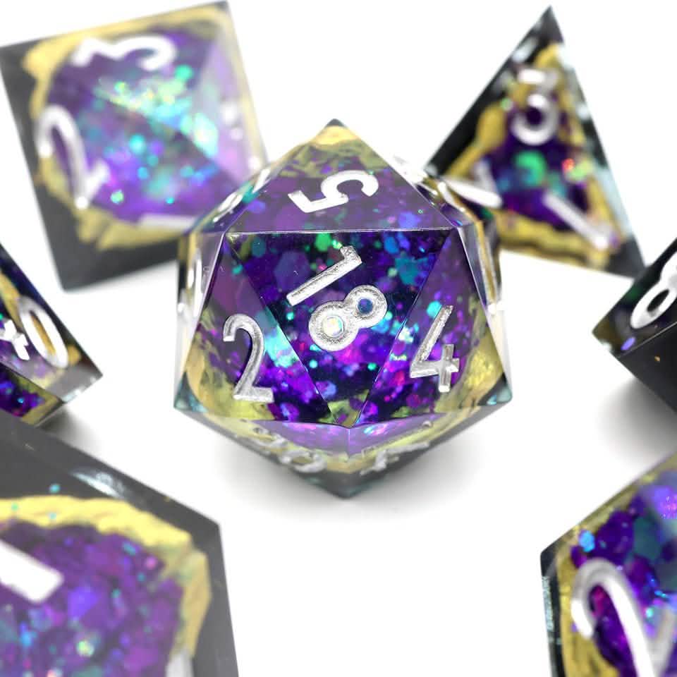 Royal Nebula | Sharp Edge Dice | Resin | 7 Piece Set