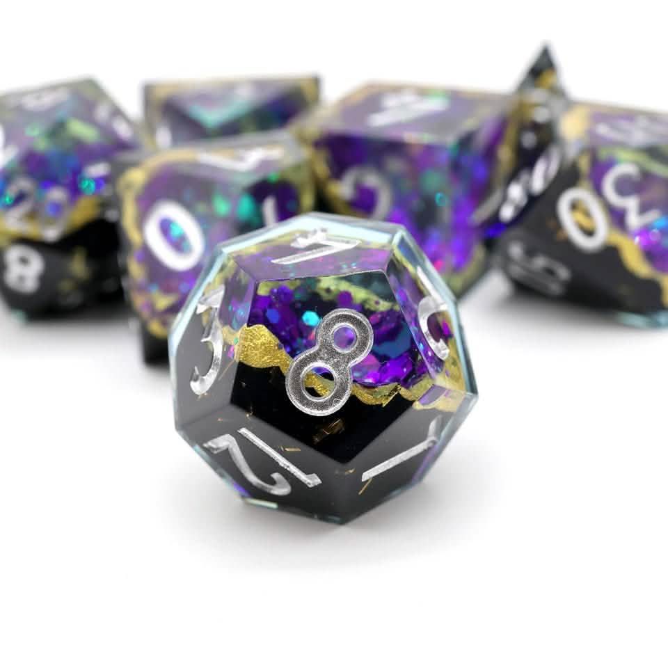 Royal Nebula | Sharp Edge Dice | Resin | 7 Piece Set