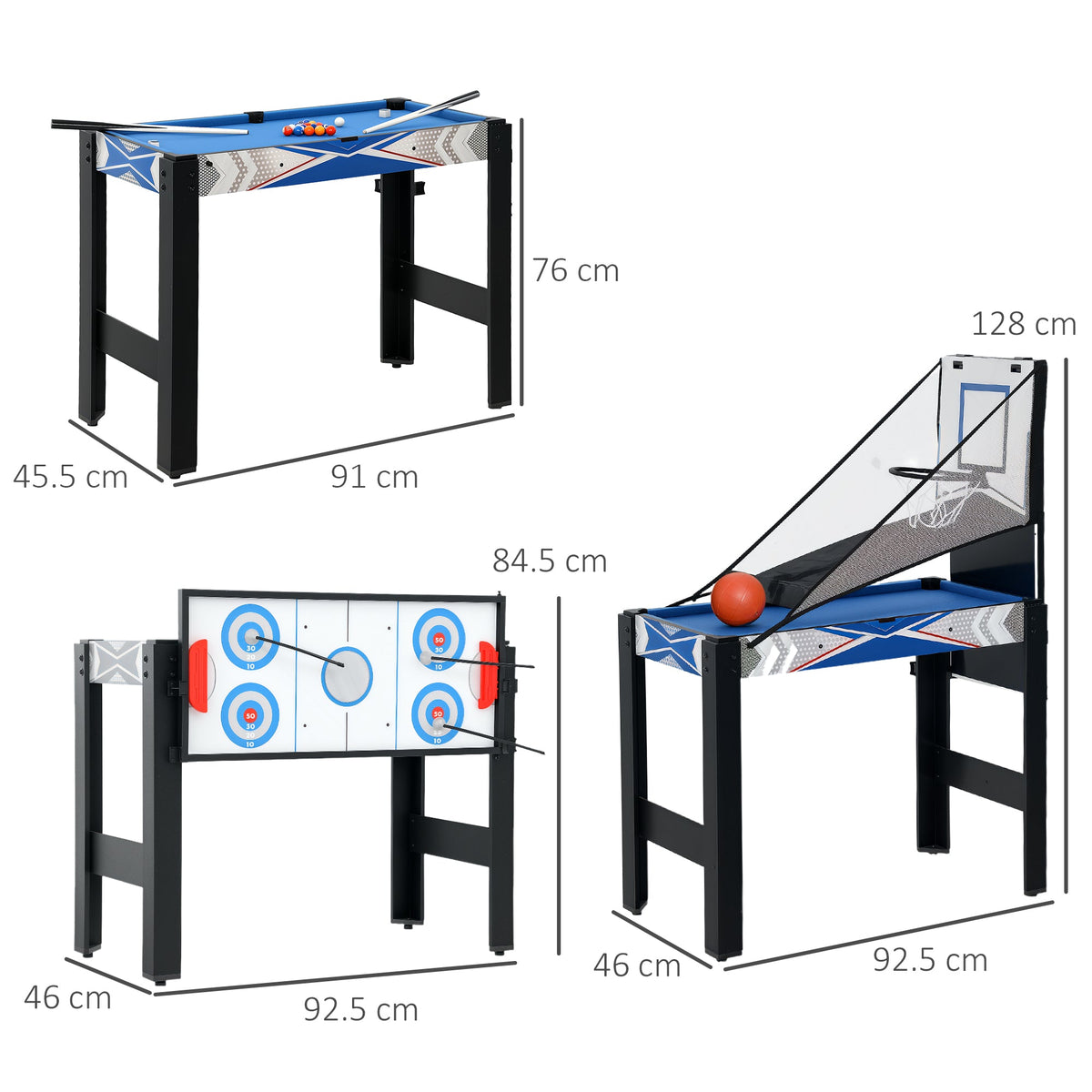 SPORTNOW 5 in 1 Multi Games Table Combo Sports Game Table for Kids, Blue