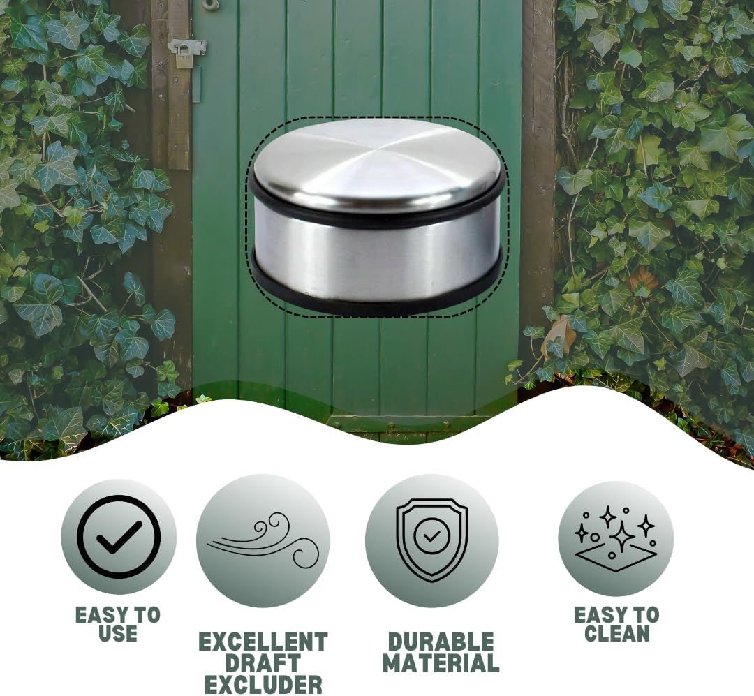 1kg Stainless Steel Door Stop with Non Slip Rubber Base