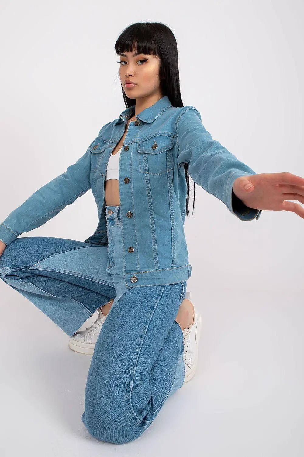 Rue Paris classic light blue denim jacket
