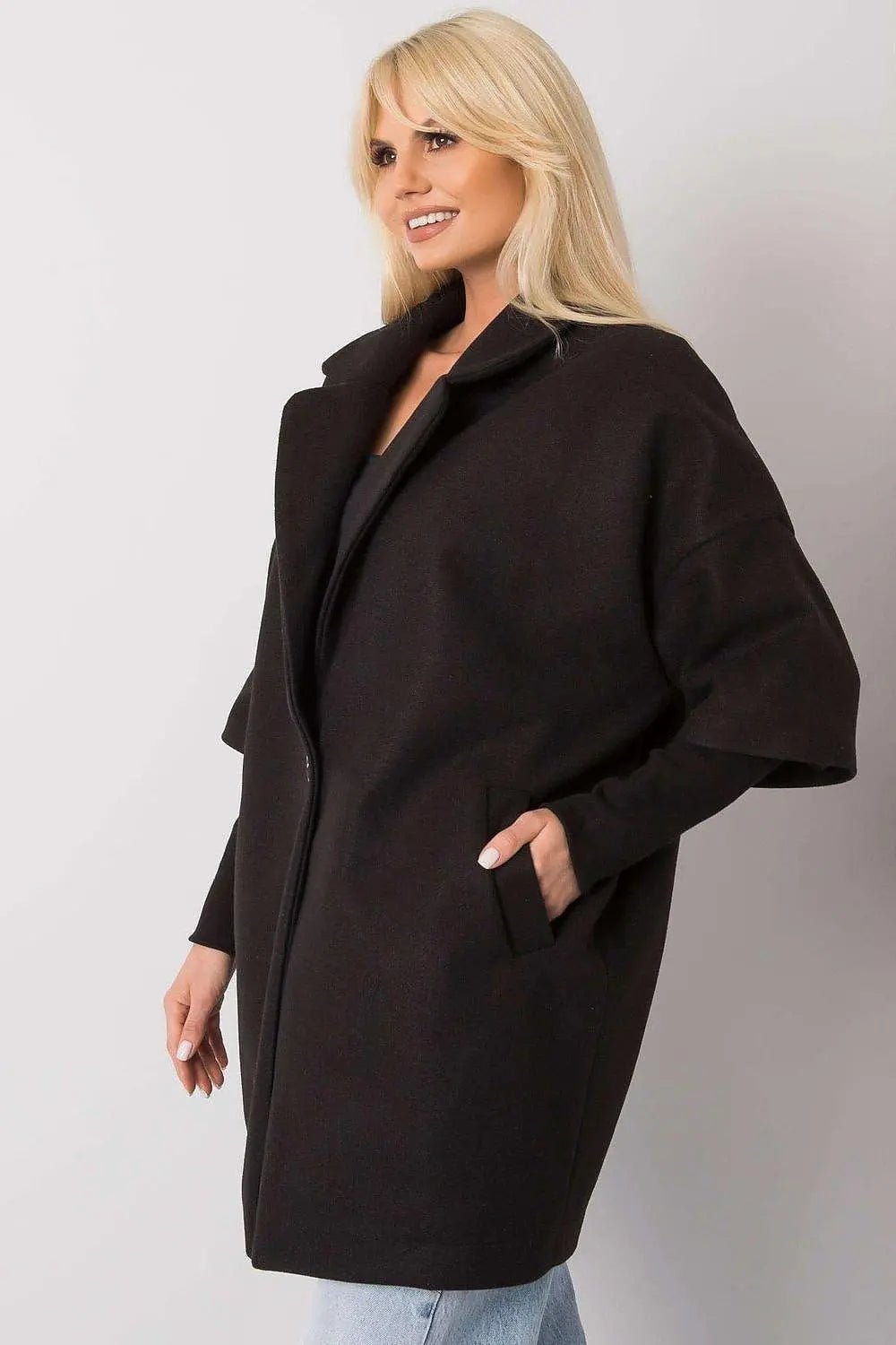 Rue Paris loose cut, button closure womens coat