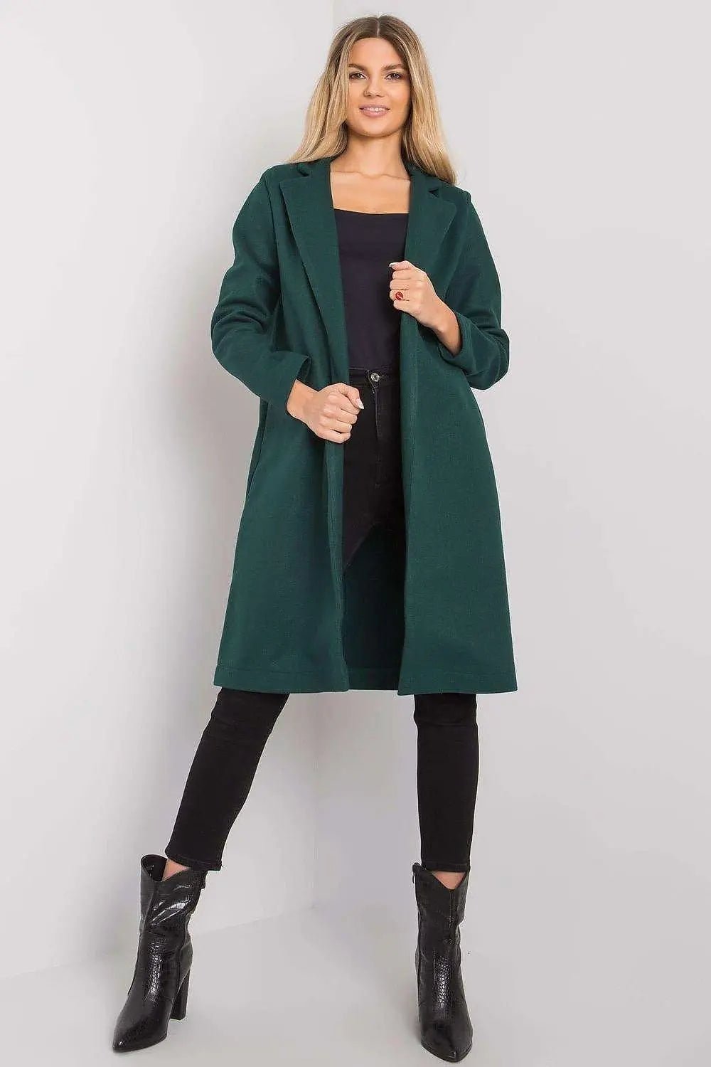 Rue Paris womens unlined, long-sleeved, unbuttoned coat