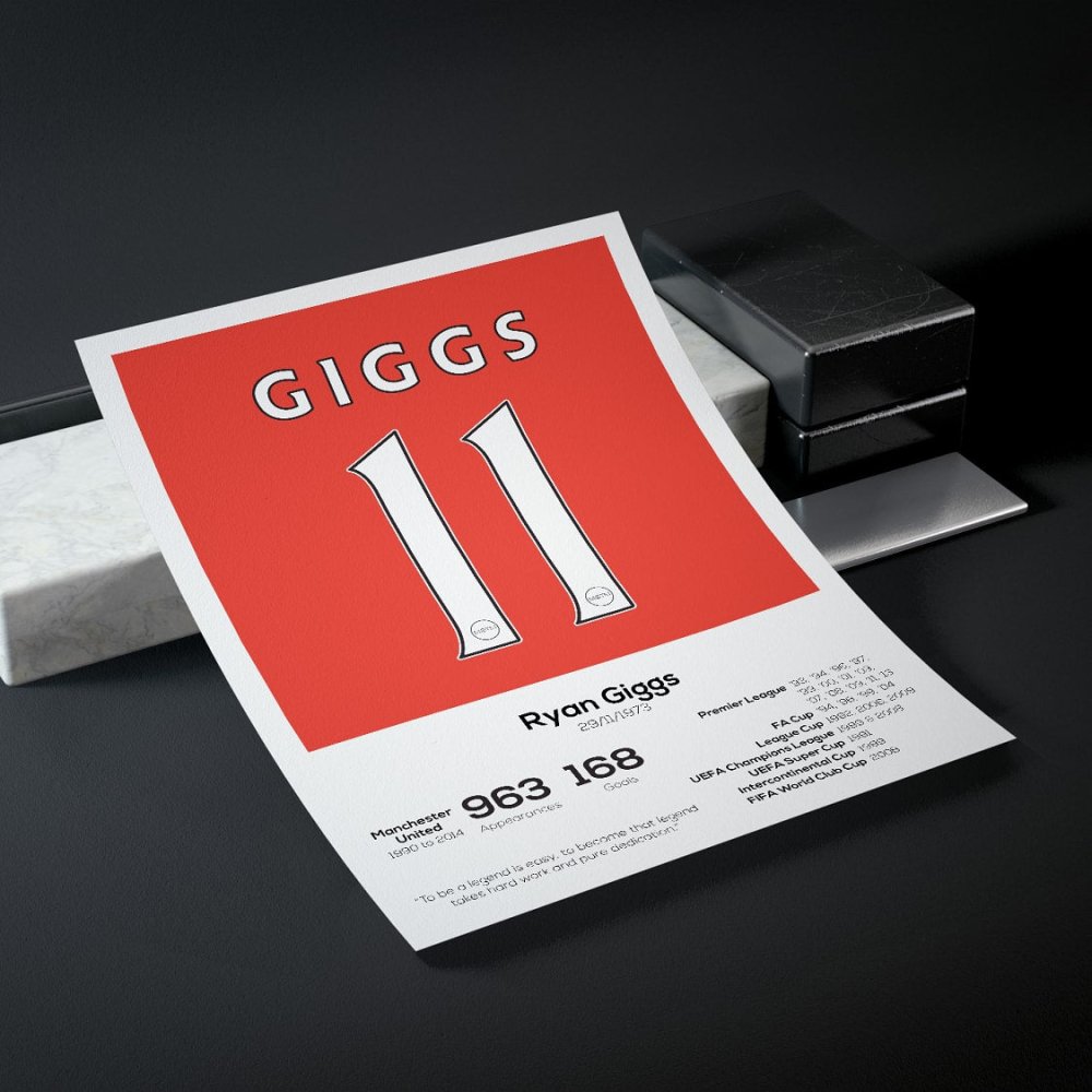 Ryan Giggs Manchester United Legend Stats Print
