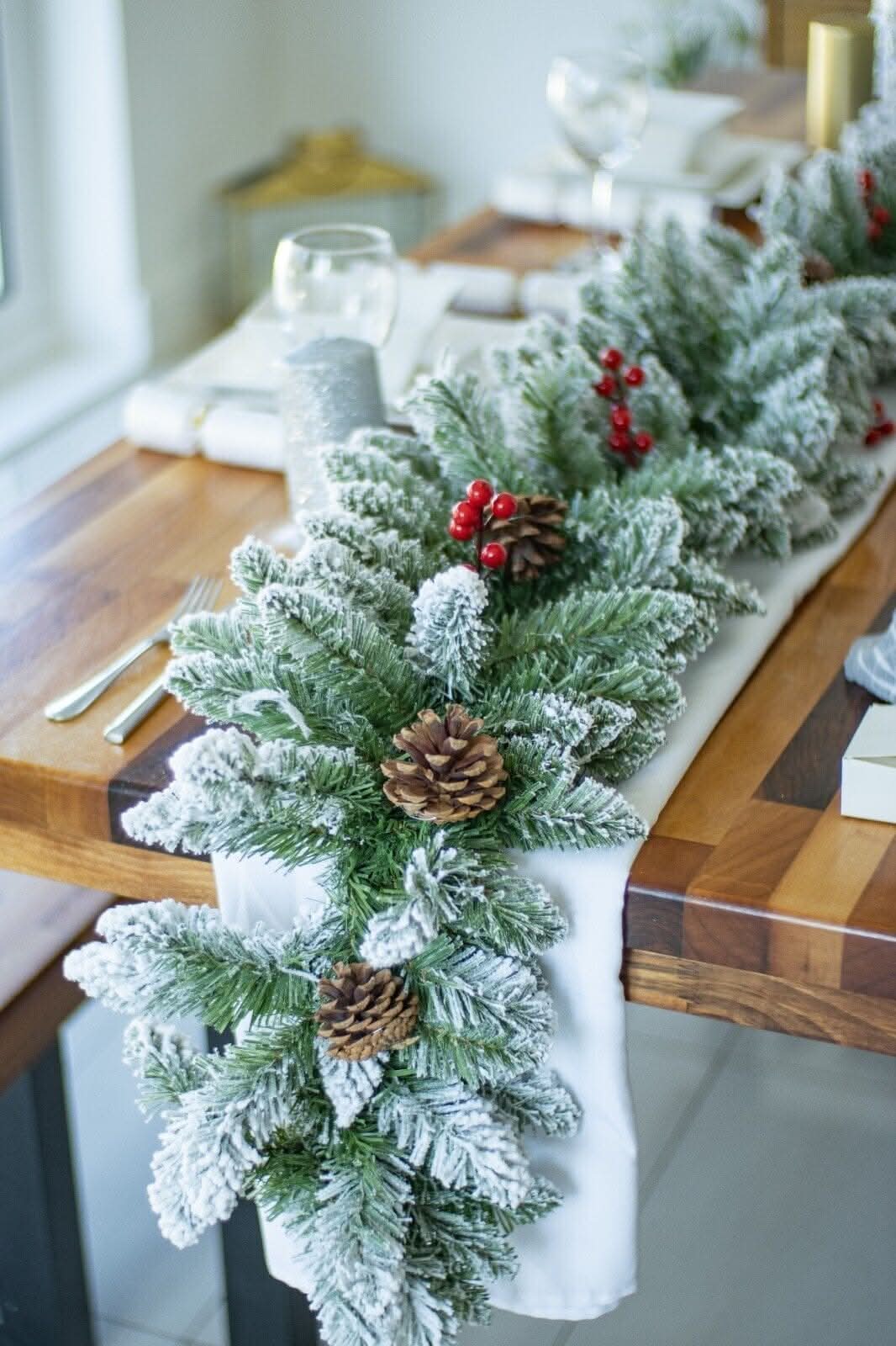 9FT Artificial Snow Dusted Christmas Garland