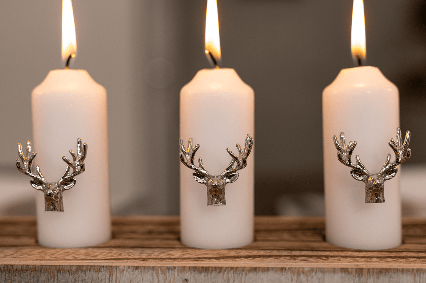 3 Piece Silver Stag Design Candle Pins