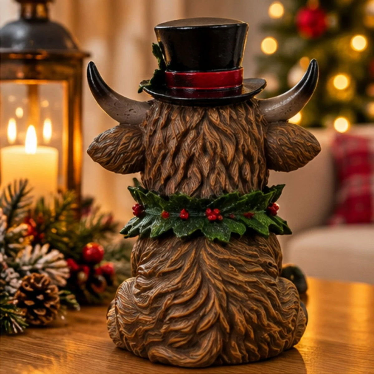 Christmas Highland Cow Ornament with LED Lights