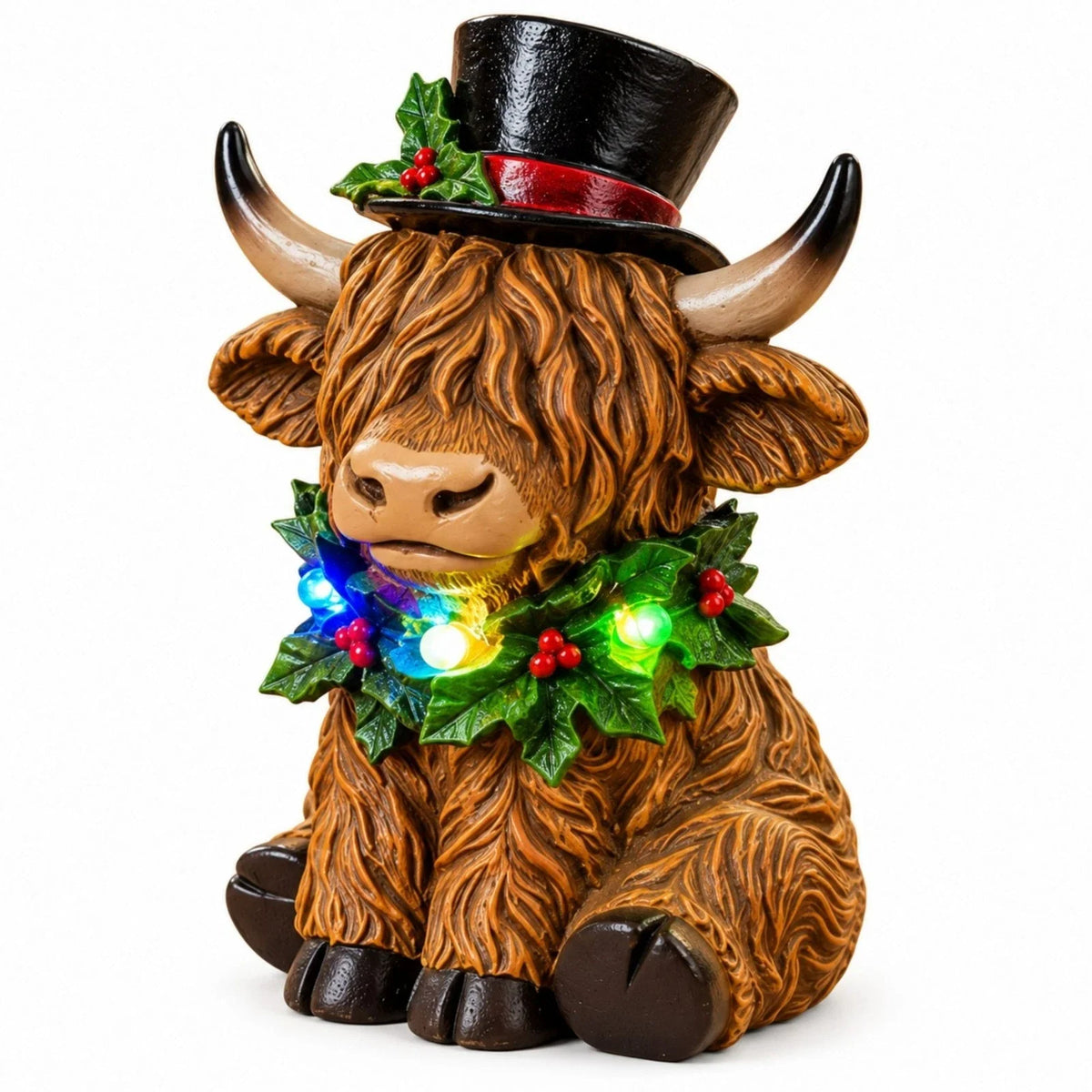 Christmas Highland Cow Ornament with LED Lights