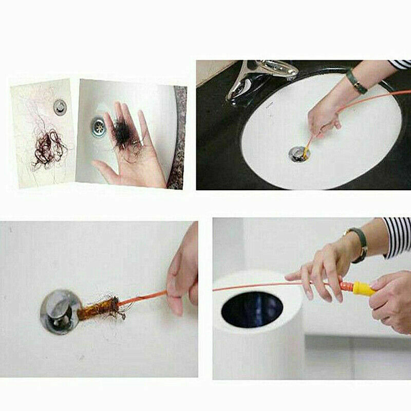 Drain Cleaner Plus Hair Clog Removal Tool Unclog Sink Tub Pipe Kitchen Bath Rod