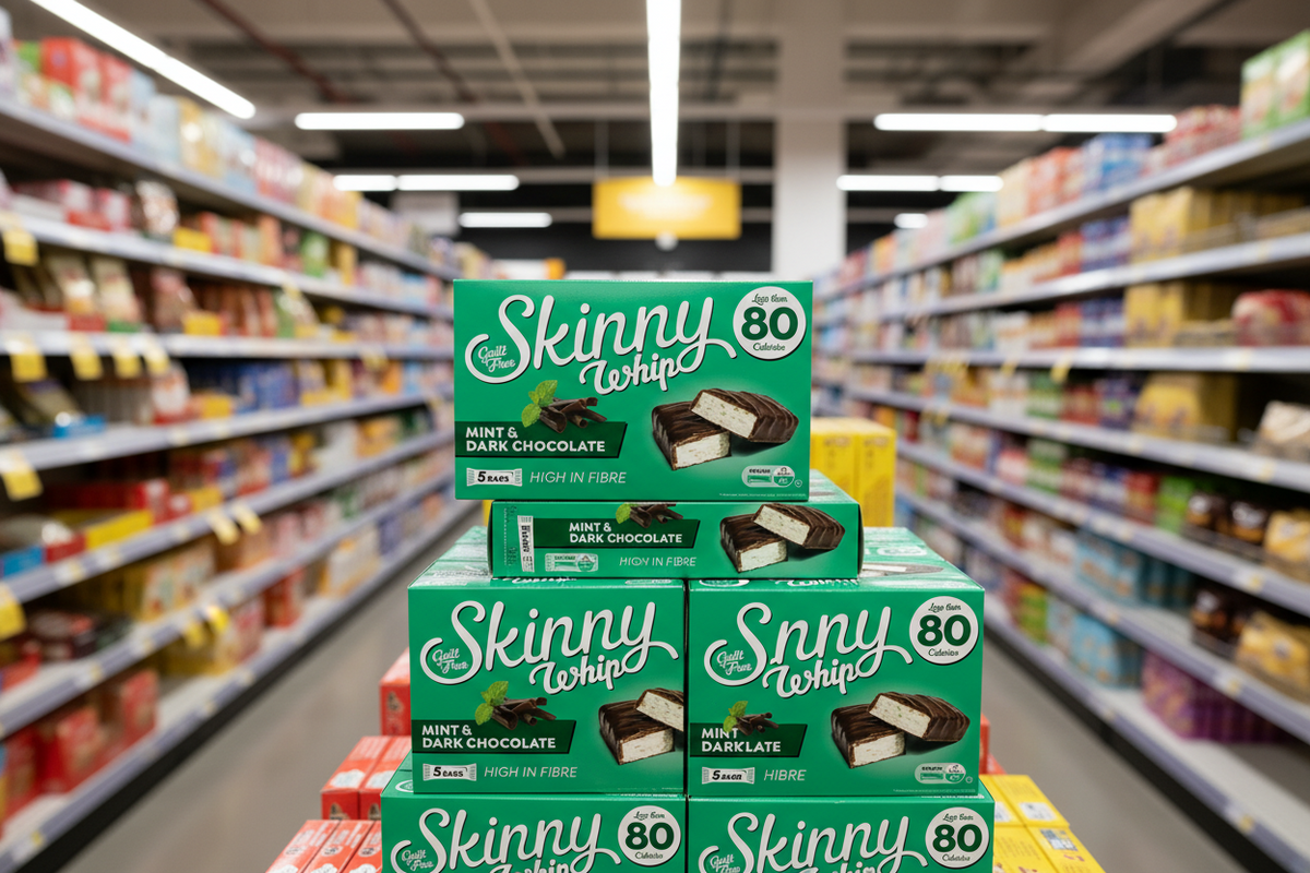 10 x Skinny Whip Mint & Dark Choc Snack Bars 5 Pk 5X20GM