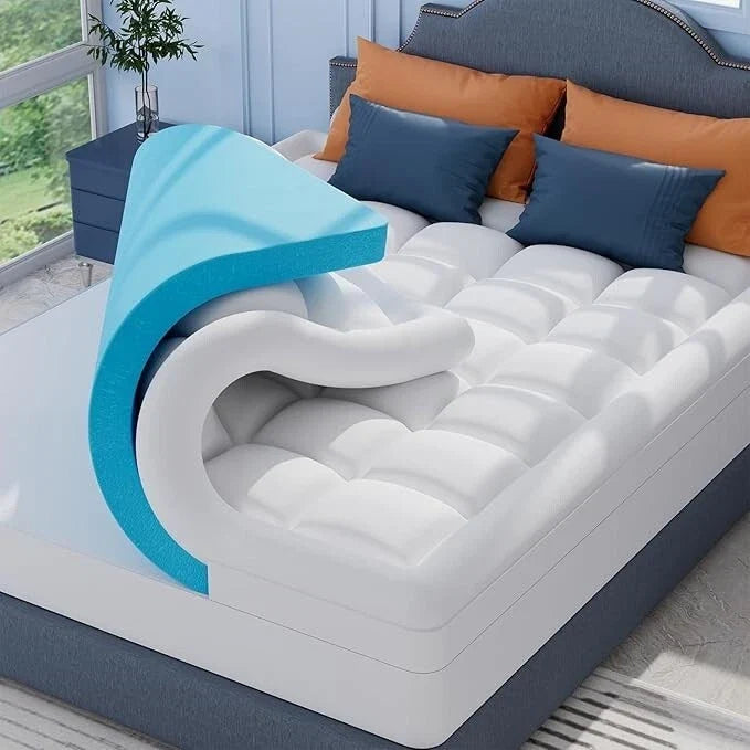 Memory Foam Mattress Topper 135x190cm Orthopaedic Dual Layer Enhancer