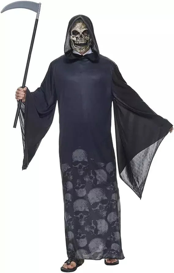 Adult Mens Grim Reaper Phantom Halloween Fancy Dress Costume Death Robe Outfit