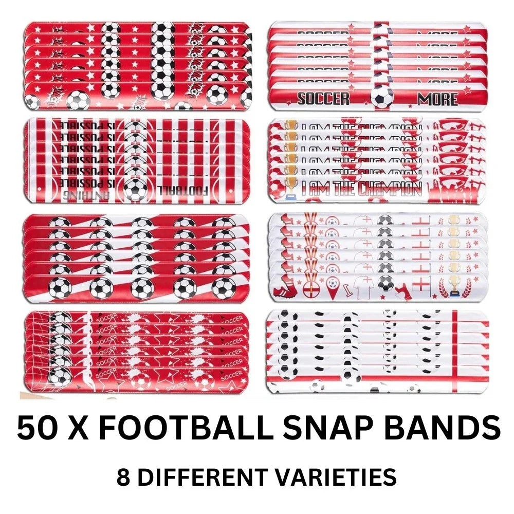 Football Slap Bracelet Set 50pcs Kids Party Bag Fillers Adjustable Bands