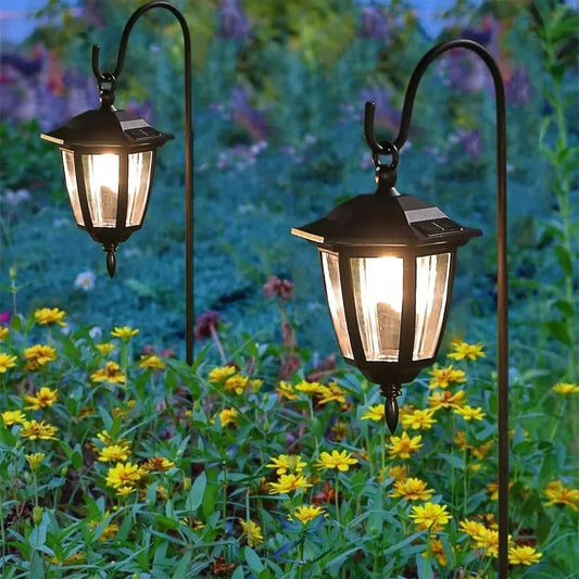 2 Solar-Powered Lantern Stake Garden Lights