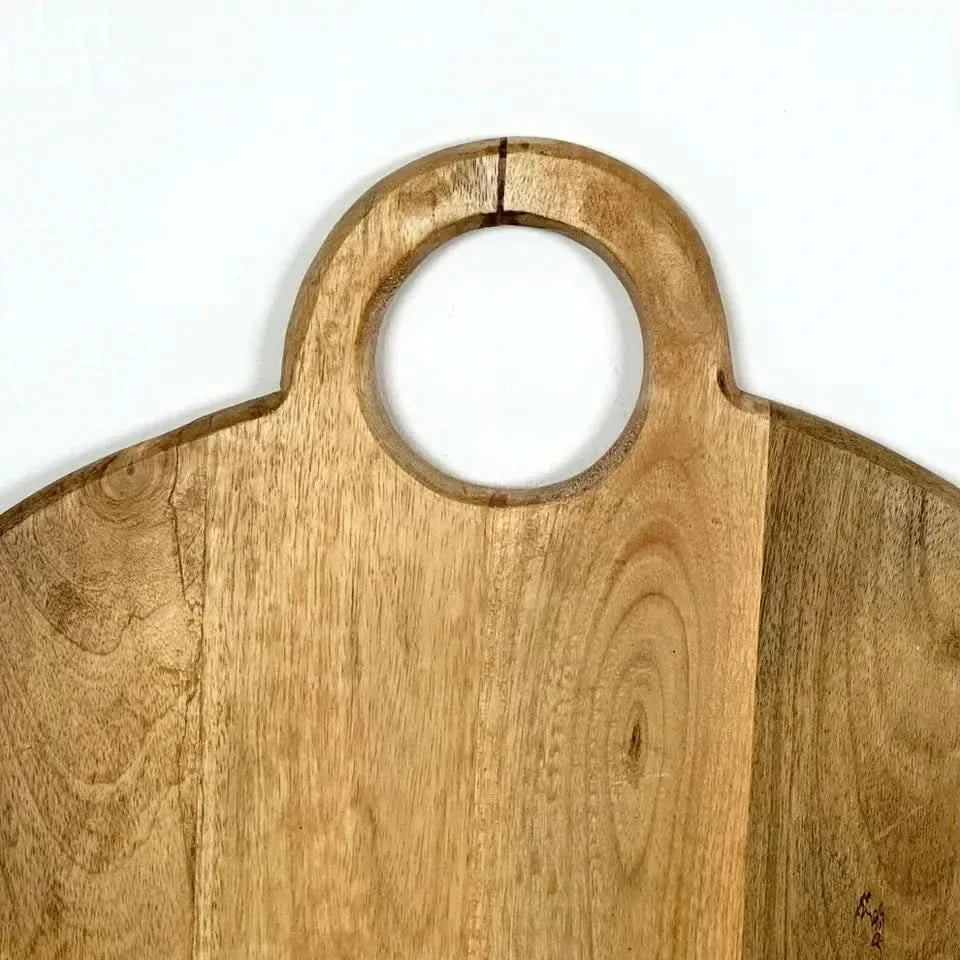 Wooden Round Chopping Board With Ring Handle, Cheese Serving Board