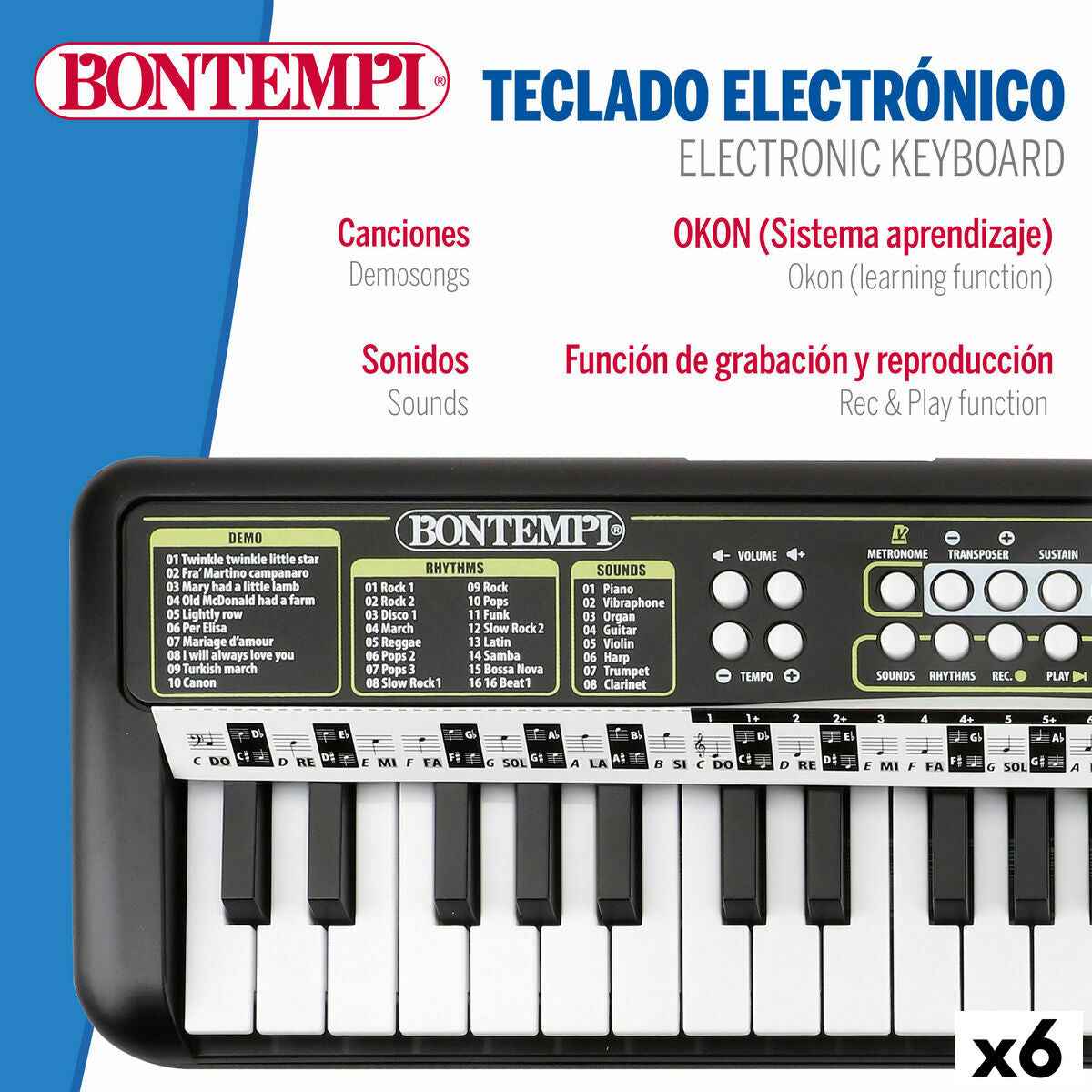 37-Key Keyboard Bontempi 42 x 4 x 15 cm (6 Units)