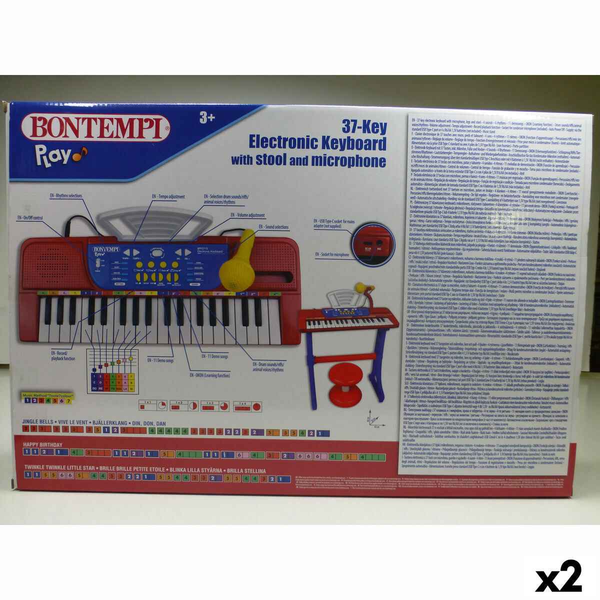 37-Key Keyboard Bontempi 43 x 56 x 23 cm (2 Units)