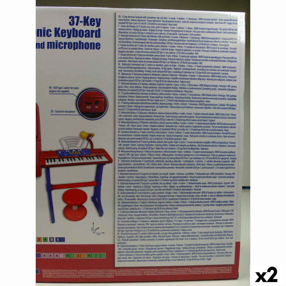 37-Key Keyboard Bontempi 43 x 56 x 23 cm (2 Units)