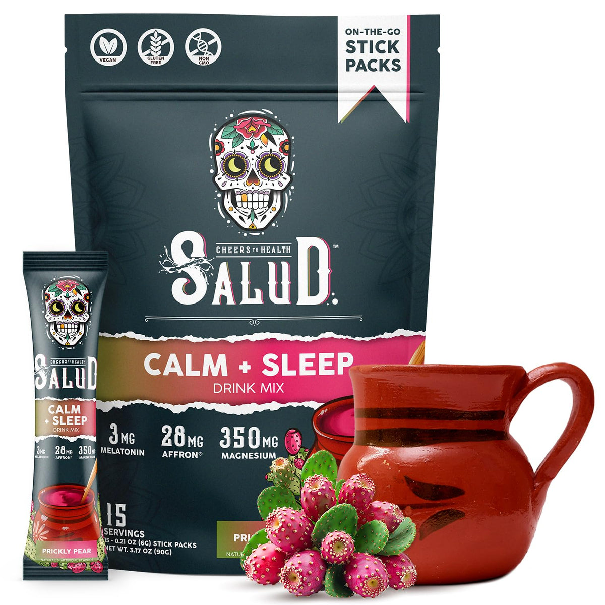 Salud 2-in-1 Sleep Aid + Calm Drink Mix – Prickly Pear, 15 Servings