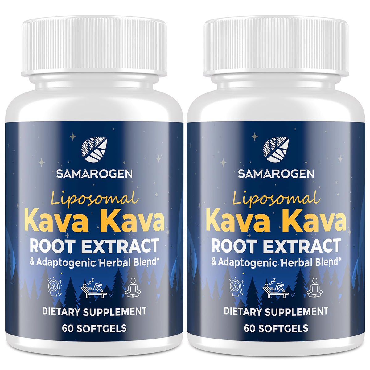 Samarogen Kava Kava Capsules — Liposome 55% Kavalactones with Ashwagandha & Sleep Support (120 Softgels)