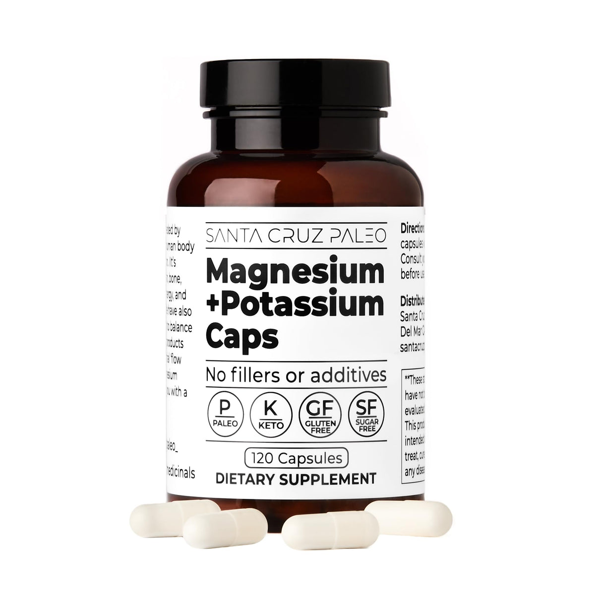 Santa Cruz Paleo Magnesium + Potassium Caps - 120 Caps | Gluten Free, Keto