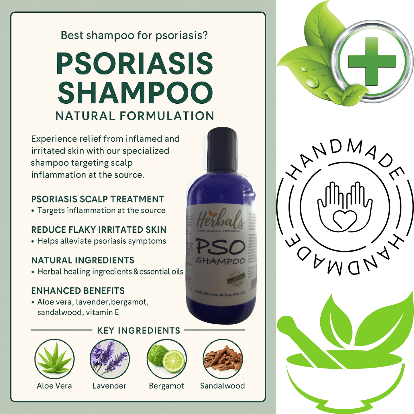 Scalp Psoriasis Treatment Shampoo Natural Handmade Relief for Flaky Itchy Scalp