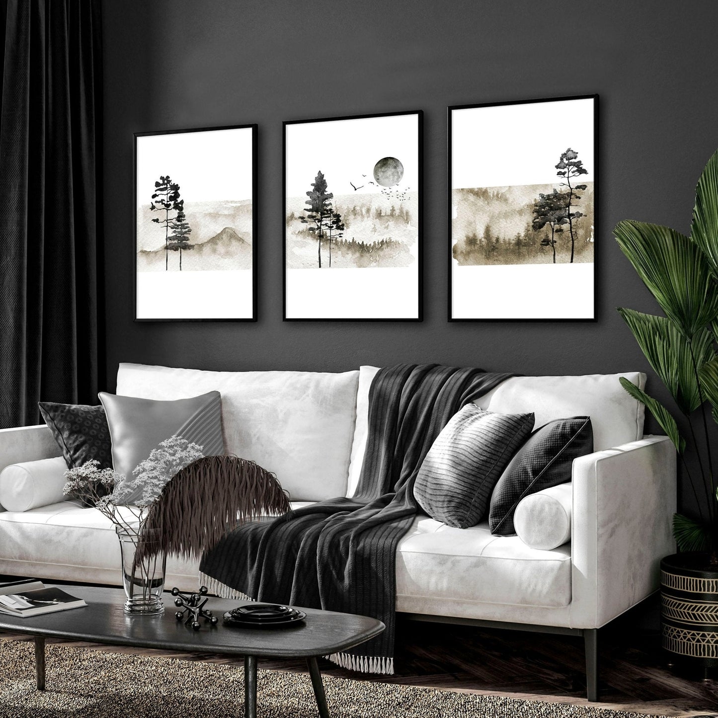 Scandinavian wall decor | set of 3 framed wall art