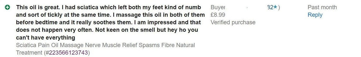 Sciatica & Nerve Pain Relief Oil – Herbal Massage Oil for Nerves Muscles & Joints – Handmade in Yorkshire