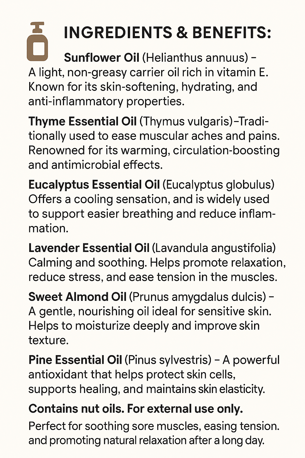 Sciatica & Nerve Pain Relief Oil – Herbal Massage Oil for Nerves Muscles & Joints – Handmade in Yorkshire