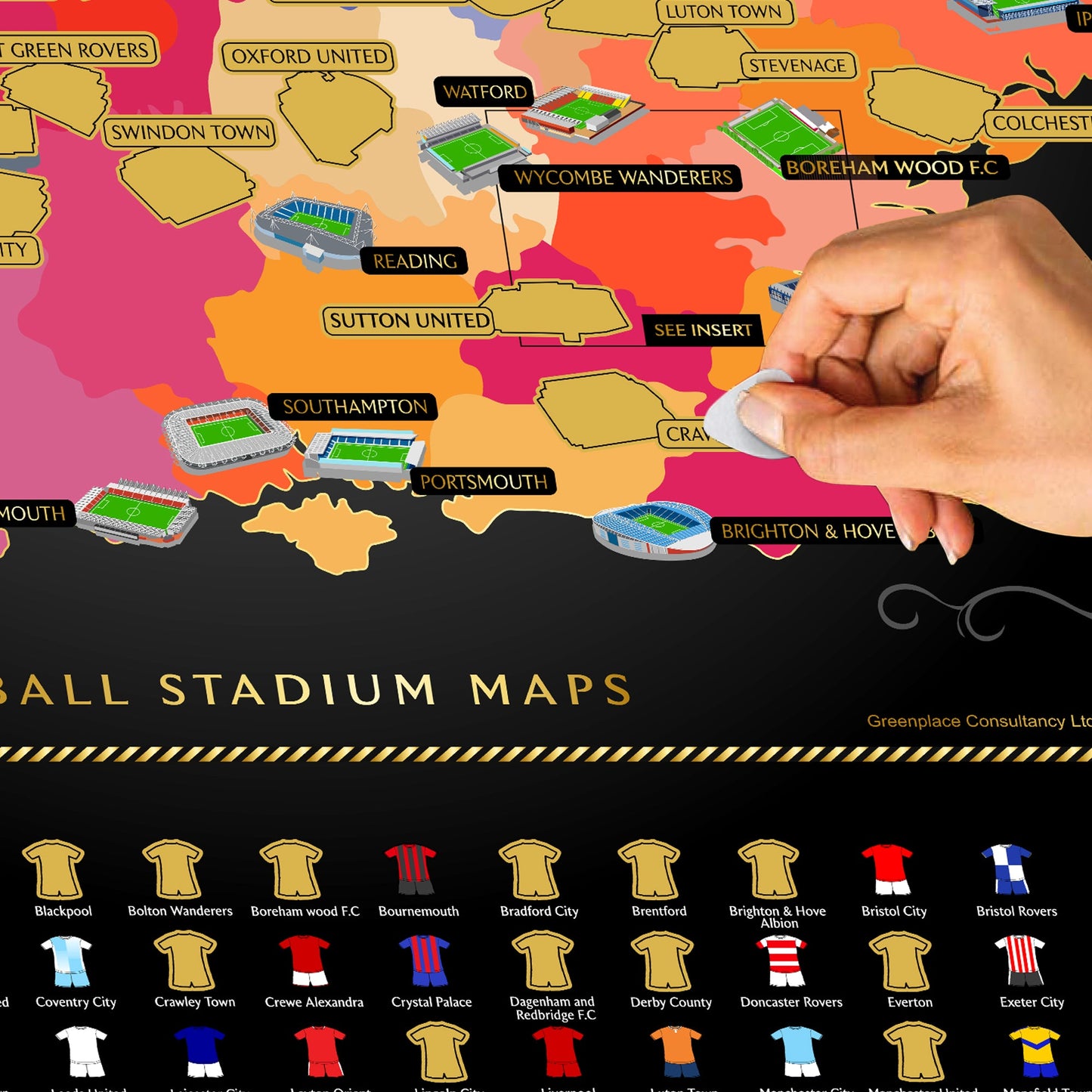 England Football Stadium Scratch-Off Map 26/27