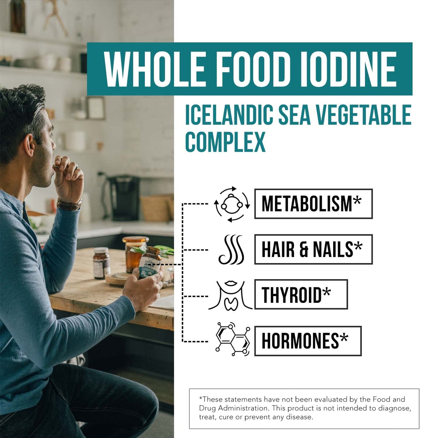 Organic Iodine Supplement from Sea Vegetables – Whole Food & Raw (250 mcg)