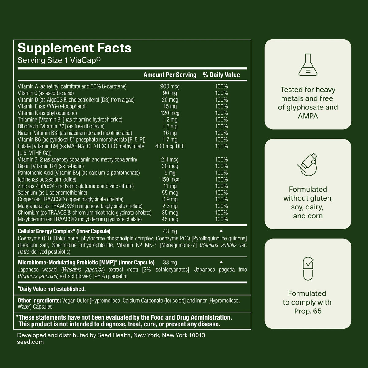 Seed DM-02 Daily Multivitamin – 100% DV Essentials for Immune, Bone, Hair & Nails (Vegan, 30-Day)