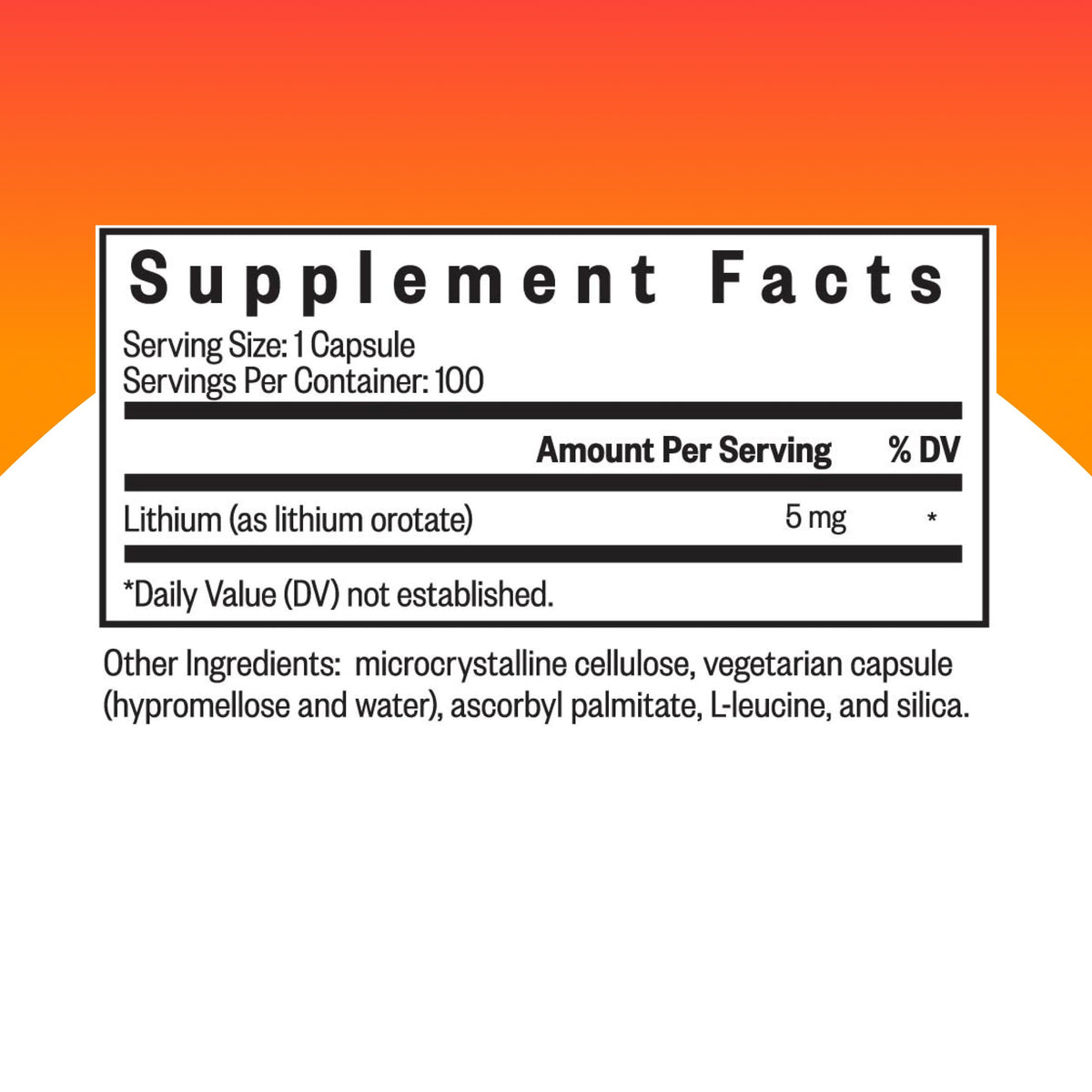 Seeking Health Lithium Orotate – Brain Health & Memory Support | 5 mg Li, 100 Capsules