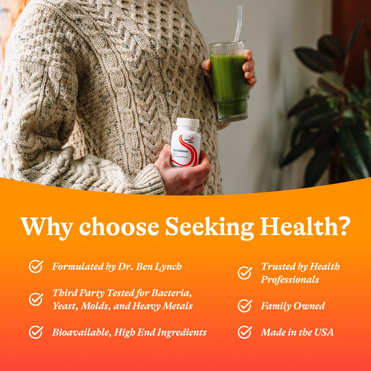 Seeking Health Molybdenum 500 mcg Glycinate Chelate — Detox, Metabolism & Iron Support (Pack of 2)