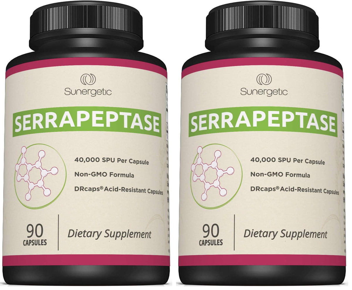 Premium Serrapeptase Enzyme Supplement – 40,000 SPU per Capsule | 90 Enteric Coated Capsules (Pack of 2)