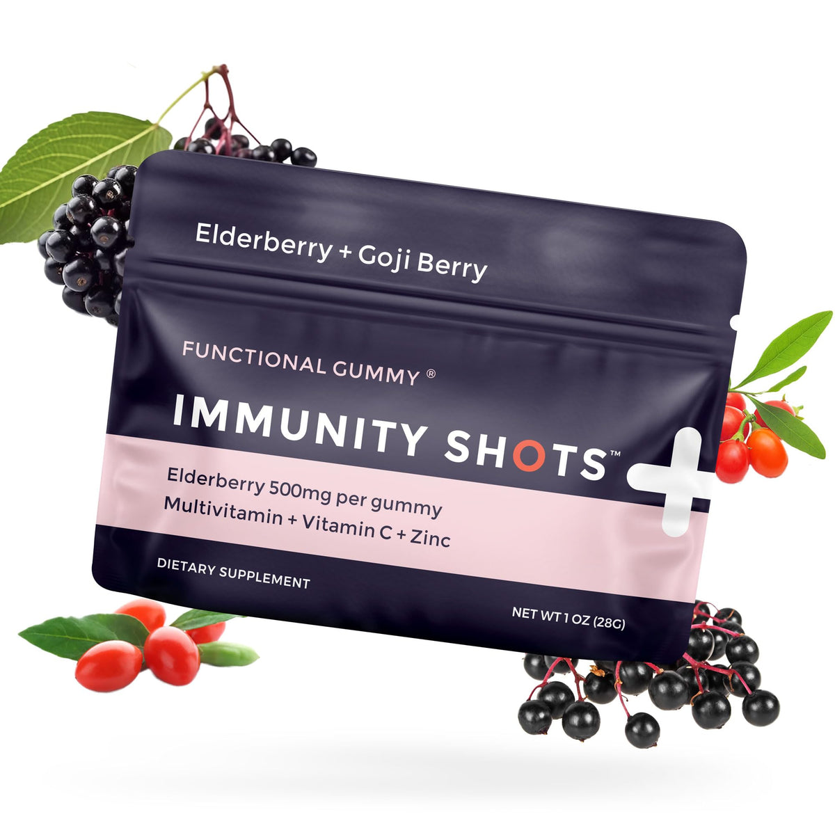 SGC Immunity Shots – Elderberry & Goji Berry 500mg Gummies | 12-Pack (4 Gummies/Pack) – Vegan, Gluten Free, Made in USA