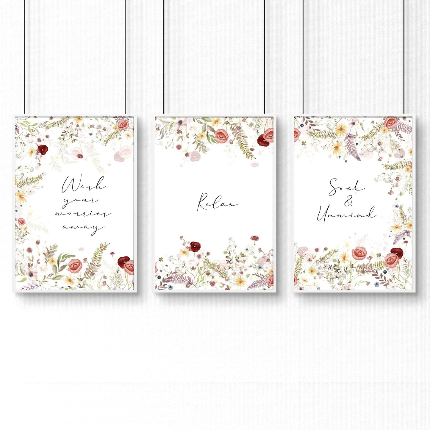 Art for bathroom wall | set of 3 Shabby Chic wall art