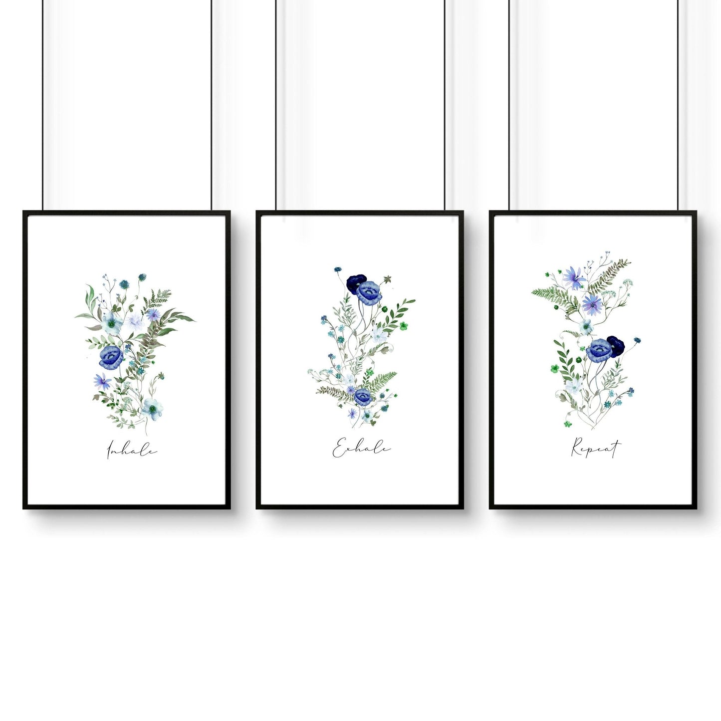 Bathroom art decor | set of 3 Shabby Chic Floral wall art