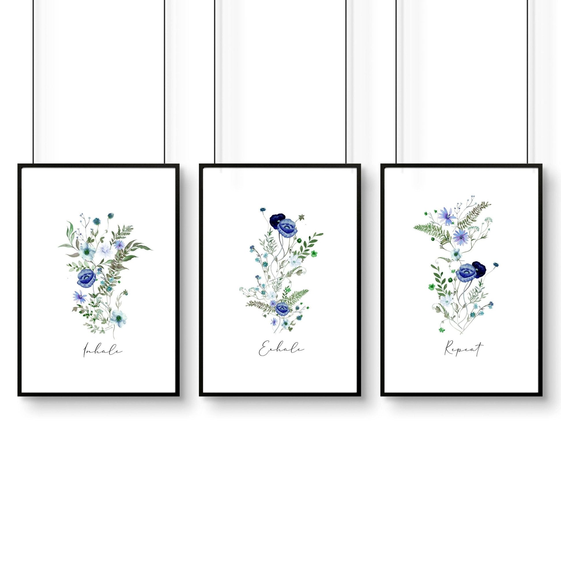 Bathroom art decor | set of 3 Shabby Chic Floral wall art