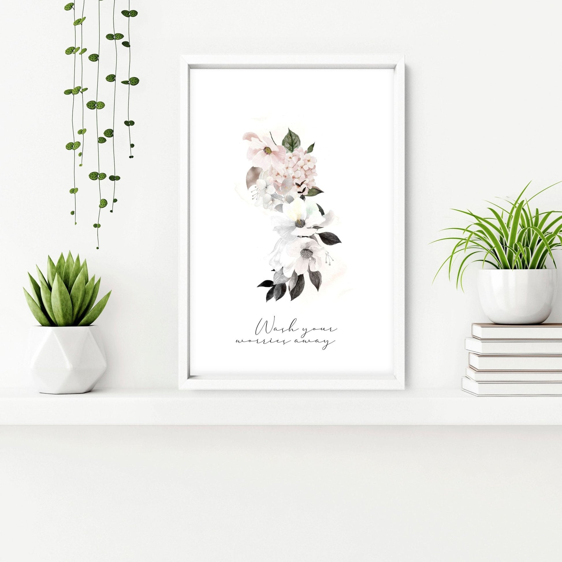 Framed bathroom art | set of 3 Shabby Chic wall art