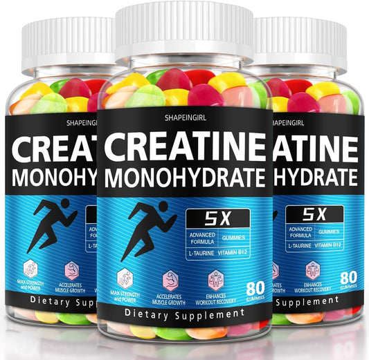 SHAPEINGIRL Creatine Monohydrate Gummies for Women & Men – Vegan, Vitamin B12, 320-Count