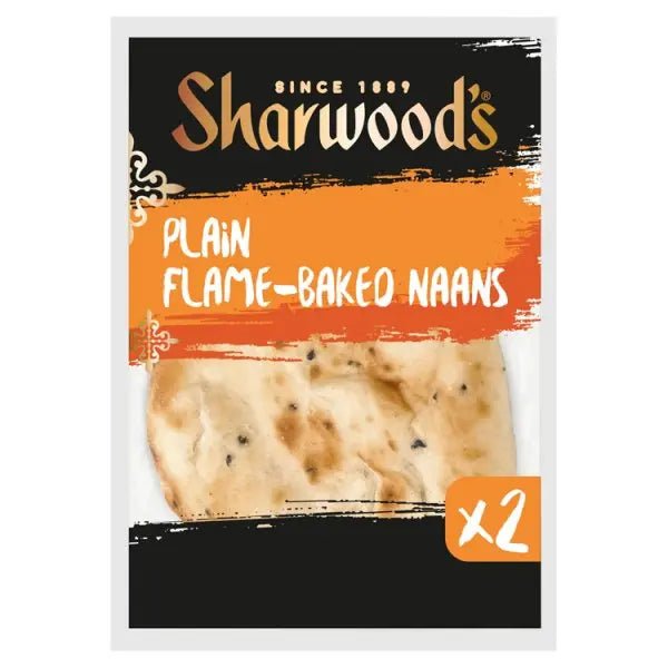 Sharwood's 2 Plain Flame-Baked Naans (Case of 7)
