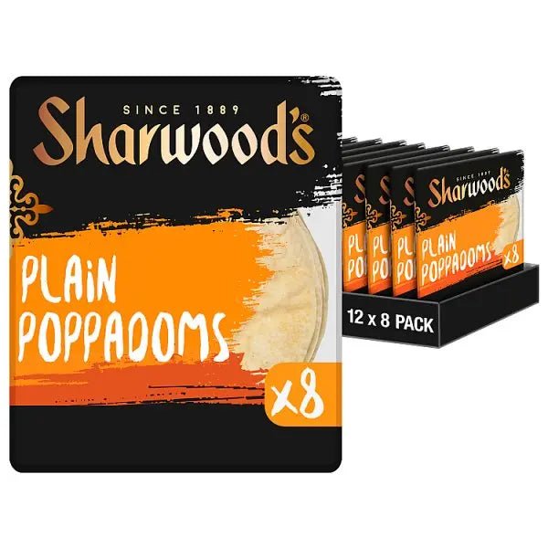 Sharwood's 8 Plain Poppadoms (Case of 5)