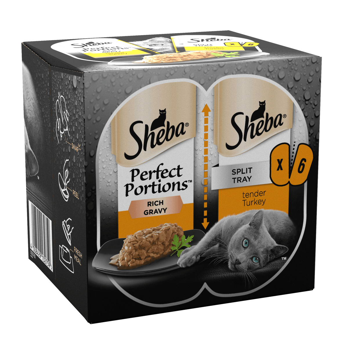 Sheba Perfect Portions with Turkey Chunks in Gravy Trays (2 x 37.5g) x 3 3 x 75g - Case of 8
