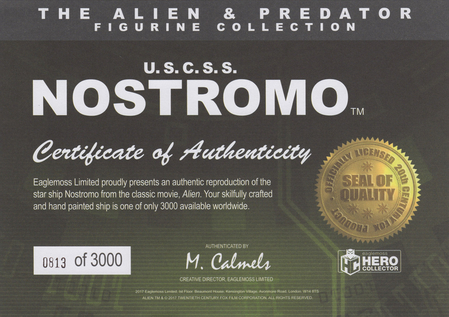 U.S.C.S.S Nostromo XL EDITION (The Alien and Predator Collection / Eaglemoss)