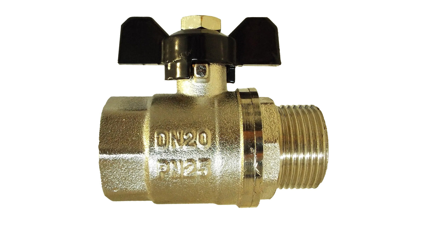 Brass Nickel-Plated Butterfly Valve 1/2in BSPM-F for Pipe and Water Fitting