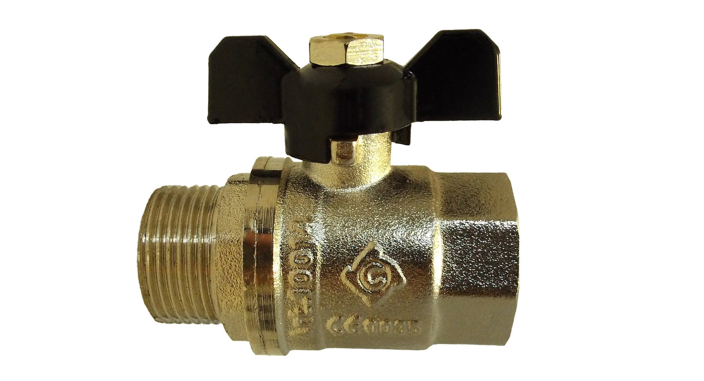 Brass Nickel-Plated Butterfly Valve 1/2in BSPM-F for Pipe and Water Fitting